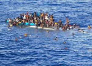 Capsized migrant ship