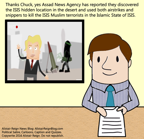 Comic Strip: Terror News with Chuck. (Alistair Reign News Blog - Comic Strips: www.AlistairReignBlog.com).